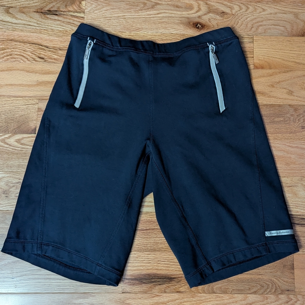 Tommy Bahama Mens M Navy Blue Lounge Shorts with Zipper Pockets Drawstring